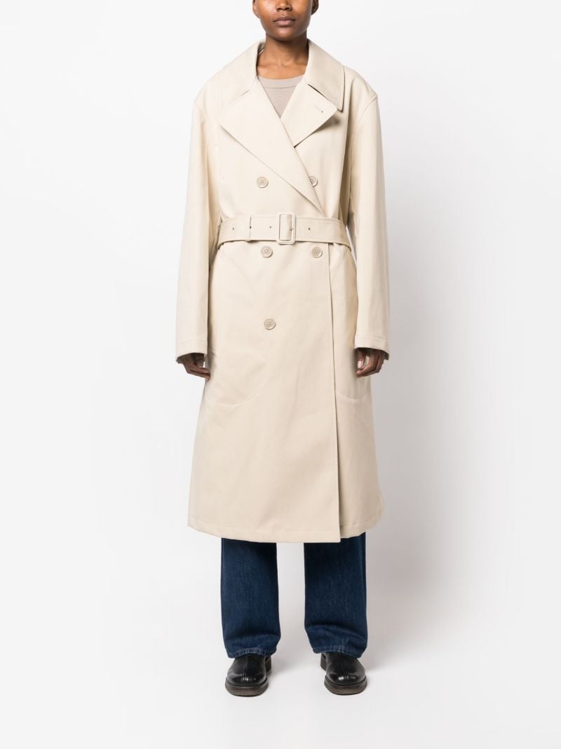 Neutral Military Double-breasted Trench Coat