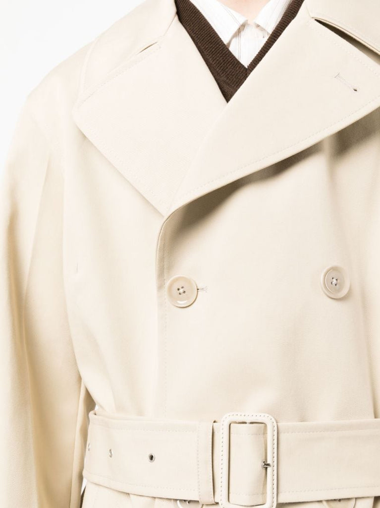 Neutral Military Double-breasted Trench Coat