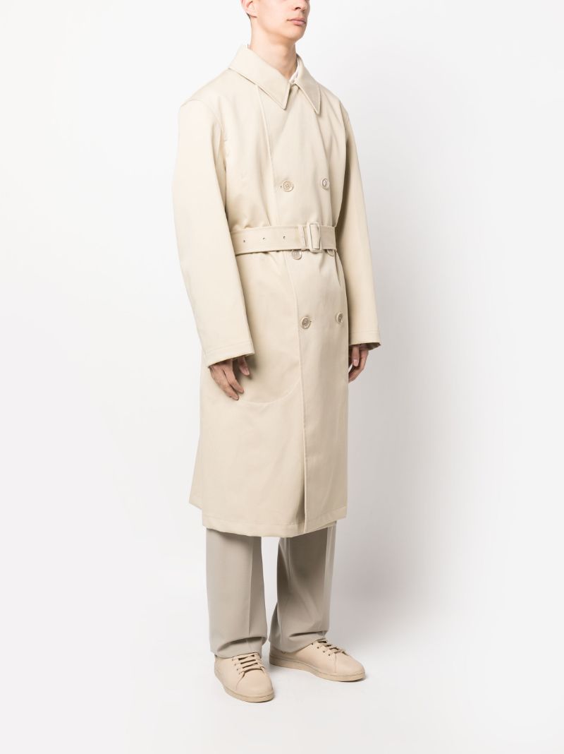 Neutral Military Double-breasted Trench Coat