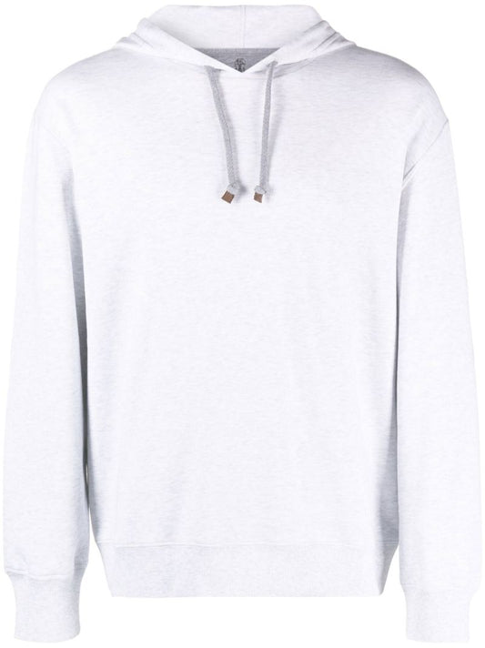 Grey Drawstring Cotton Hoodie
