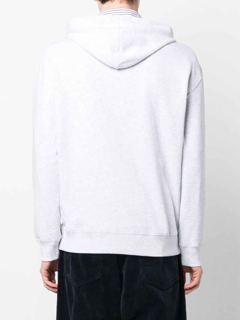 Grey Drawstring Cotton Hoodie