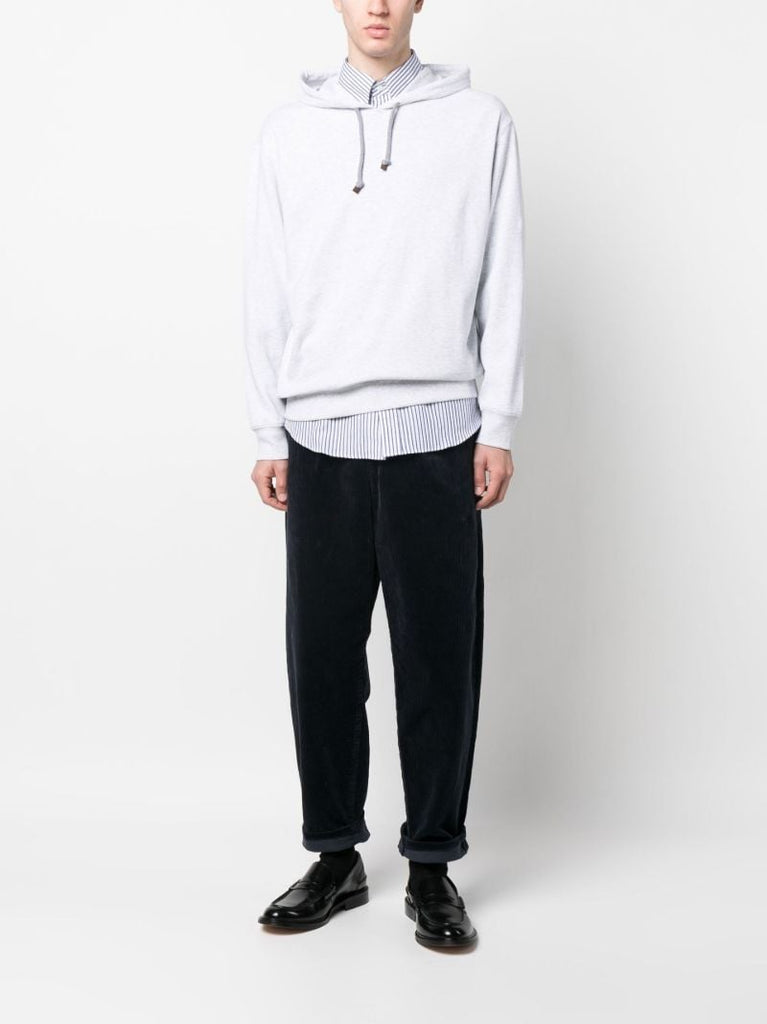 Grey Drawstring Cotton Hoodie