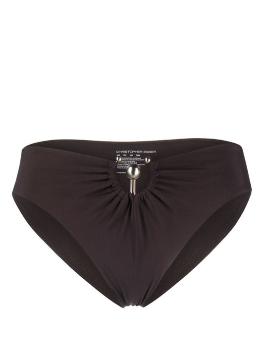 Brown Orbit Ruched Bikini Bottoms