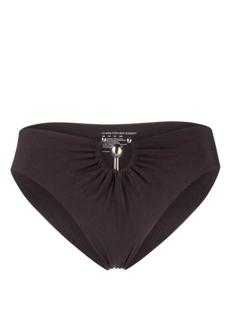 Brown Orbit Ruched Bikini Bottoms