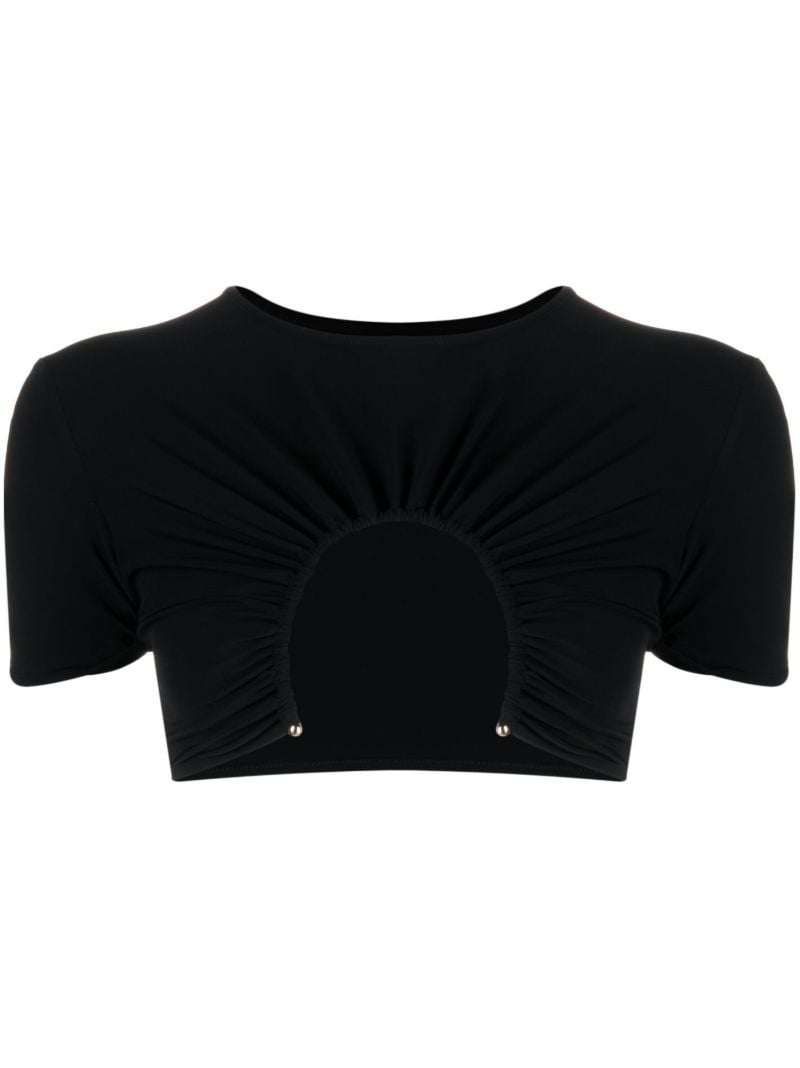 Black Prong Cut-out Crop Top