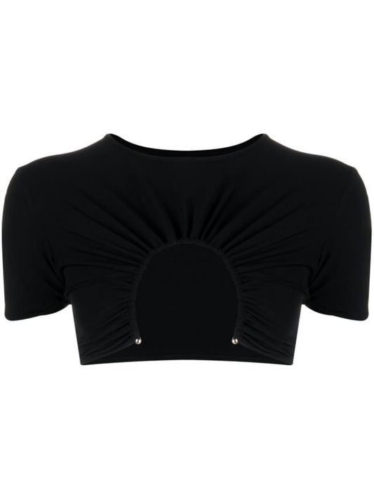 Black Prong Cut-out Crop Top