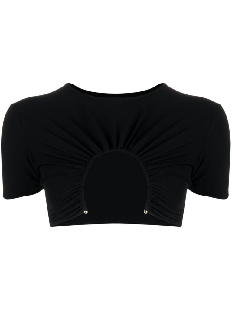 Black Prong Cut-out Crop Top