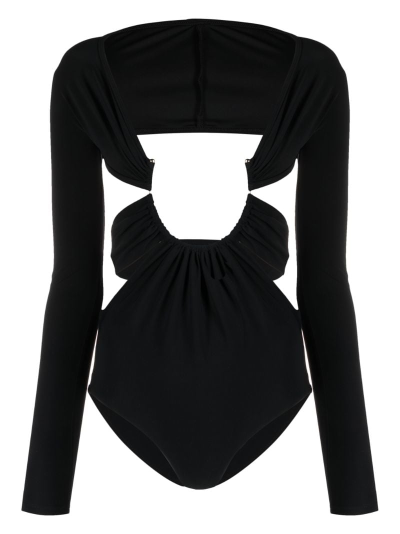 Black Odessa Prong Cut-out Bodysuit