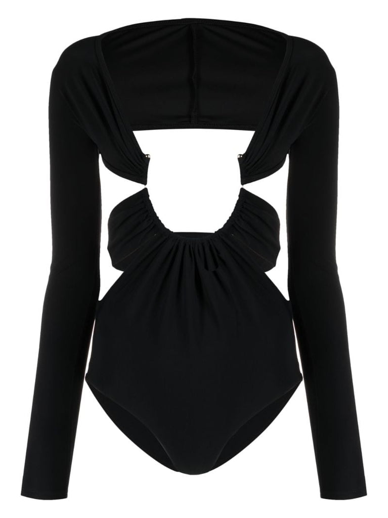 Black Odessa Prong Cut-out Bodysuit