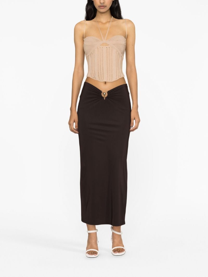 Brown Orbit Ruched Skirt