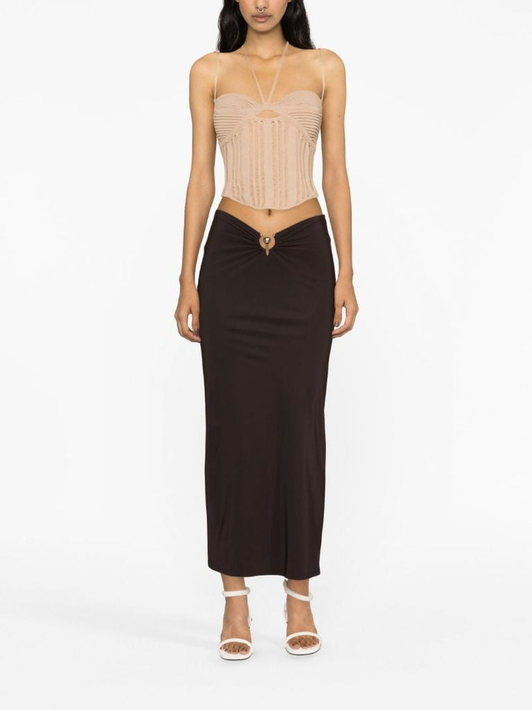 Brown Orbit Ruched Skirt