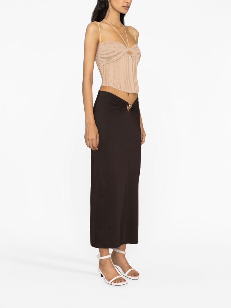 Brown Orbit Ruched Skirt