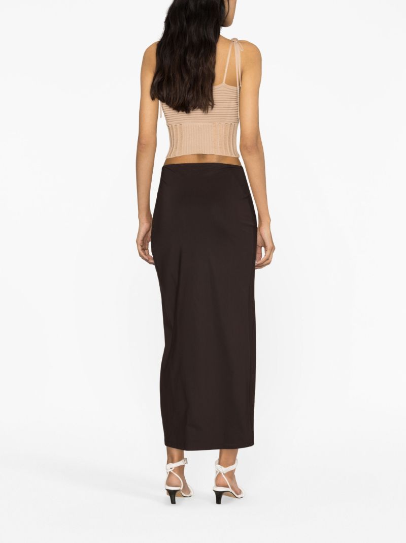 Brown Orbit Ruched Skirt