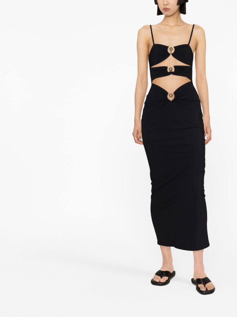 Black Pierced Orbit Column Dress