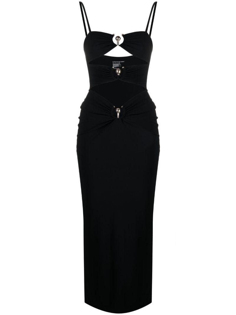 Black Pierced Orbit Column Dress