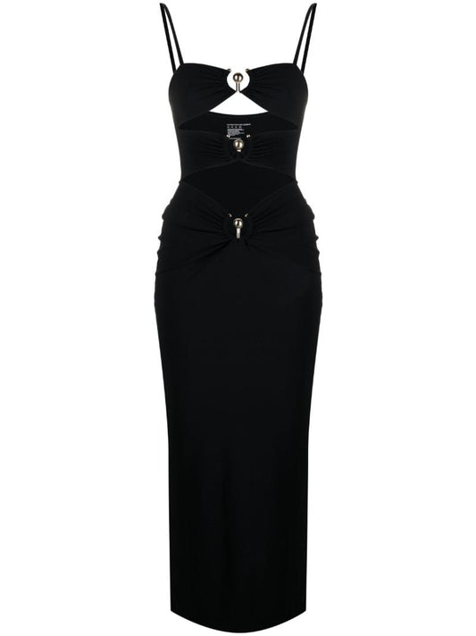 Black Pierced Orbit Column Dress