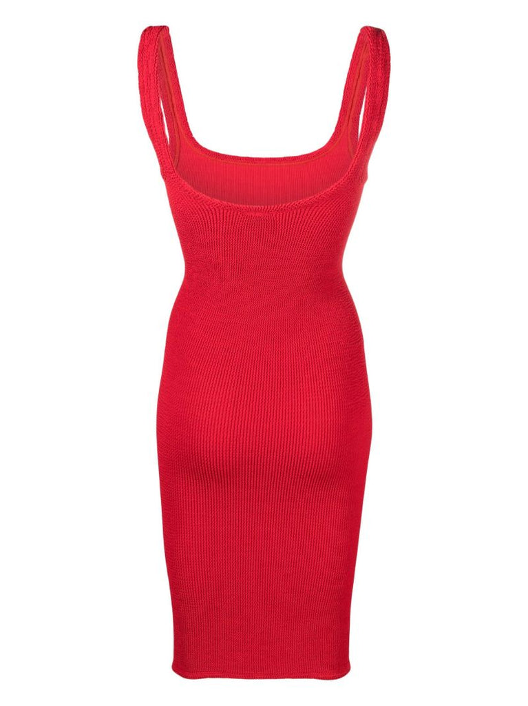 Red Crinkled Tank Dress