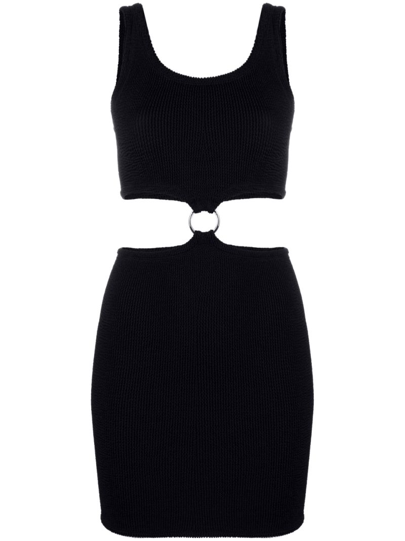 Black Crinkled Hoop Mini Dress