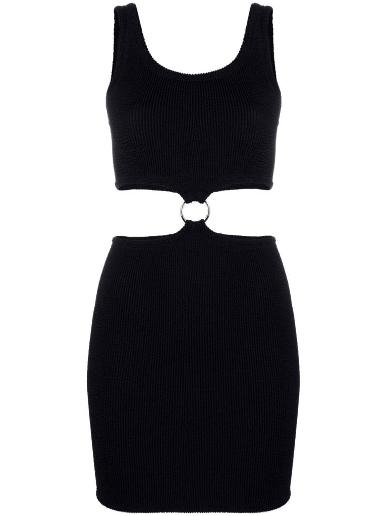 Black Crinkled Hoop Mini Dress