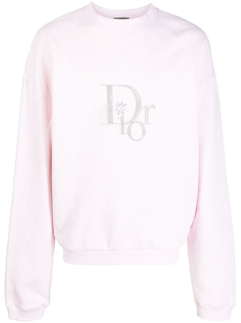 Pink Embroidered Logo Fleece Sweatshirt