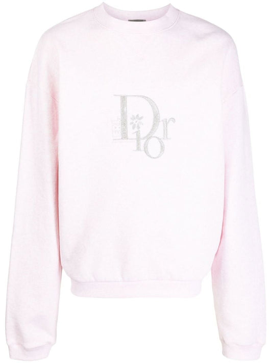 Pink Embroidered Logo Fleece Sweatshirt