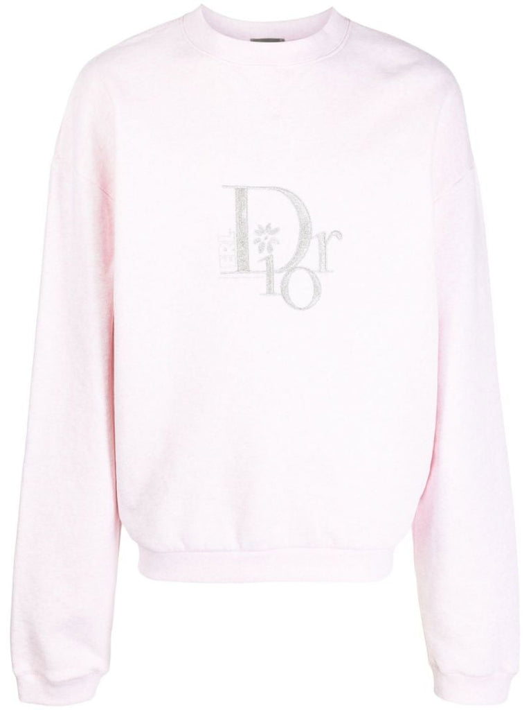 Pink Embroidered Logo Fleece Sweatshirt