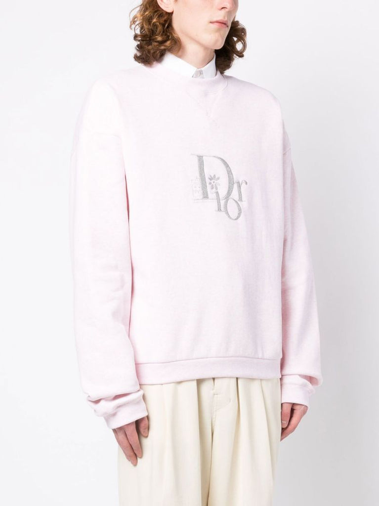 Pink Embroidered Logo Fleece Sweatshirt