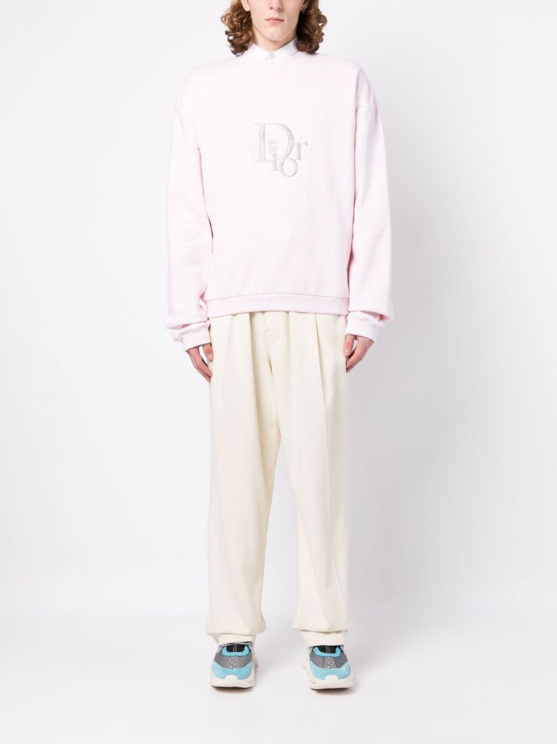 Pink Embroidered Logo Fleece Sweatshirt