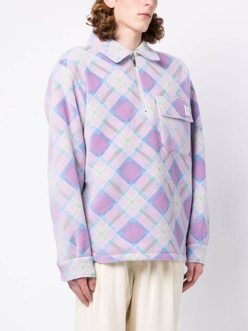 Purple Logo Patch Checkered Sweatshirt