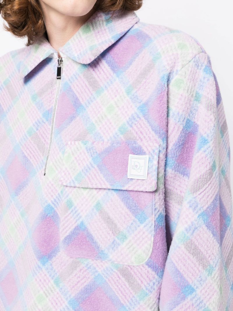 Purple Logo Patch Checkered Sweatshirt