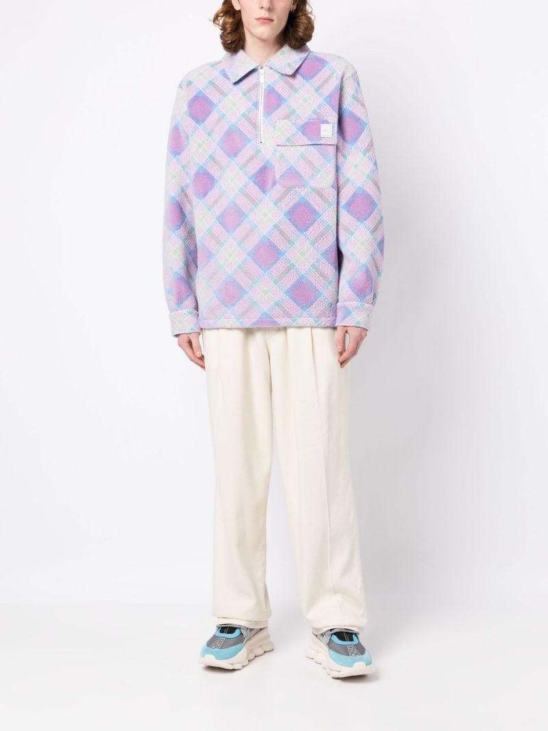 Purple Logo Patch Checkered Sweatshirt