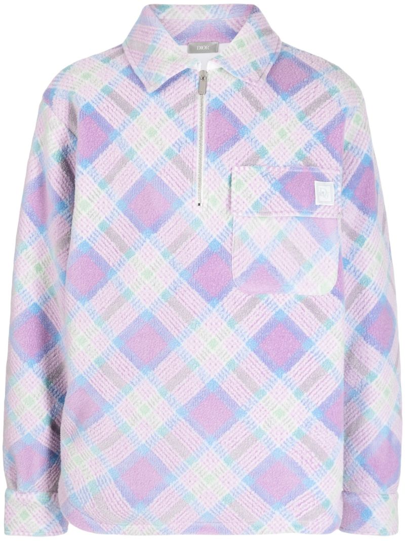 Purple Logo Patch Checkered Sweatshirt