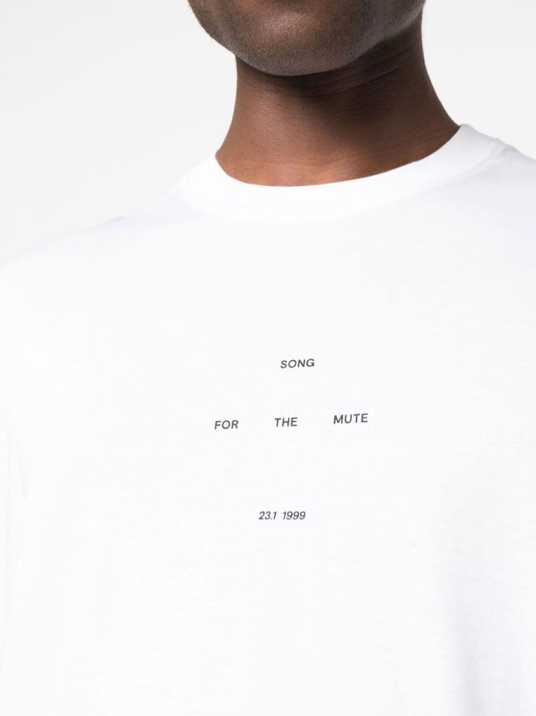 White Logo Print Cotton T-shirt