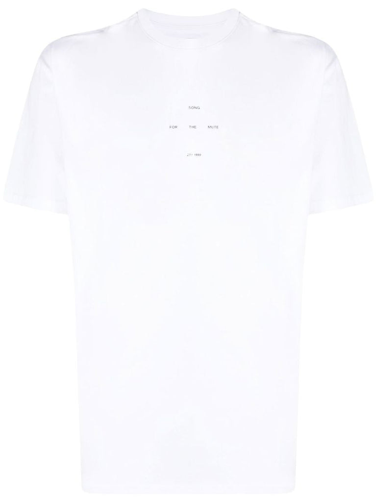 White Logo Print Cotton T-shirt
