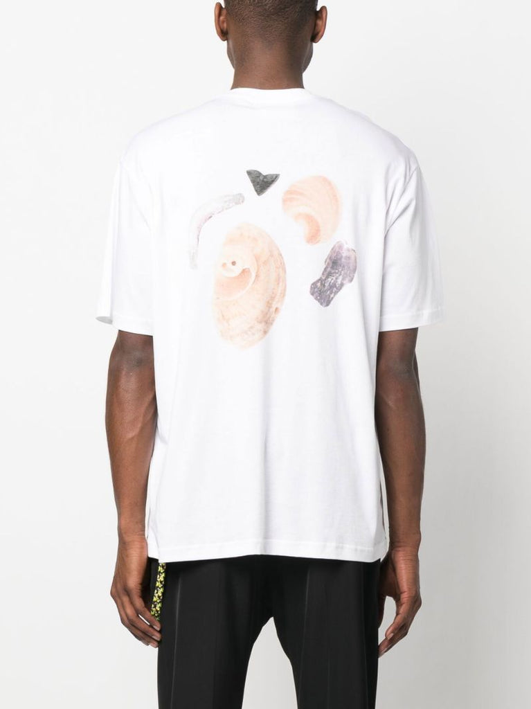 White Logo Print Cotton T-shirt