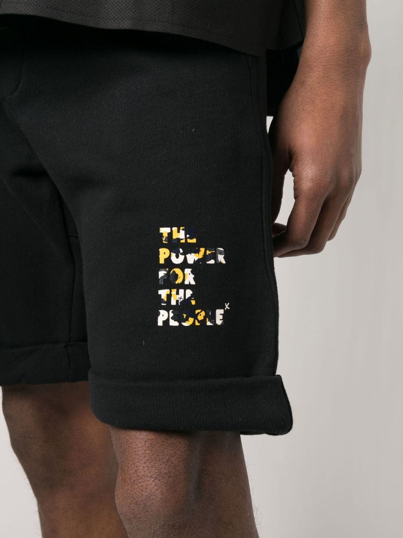 Black Tommie Logo Print Shorts