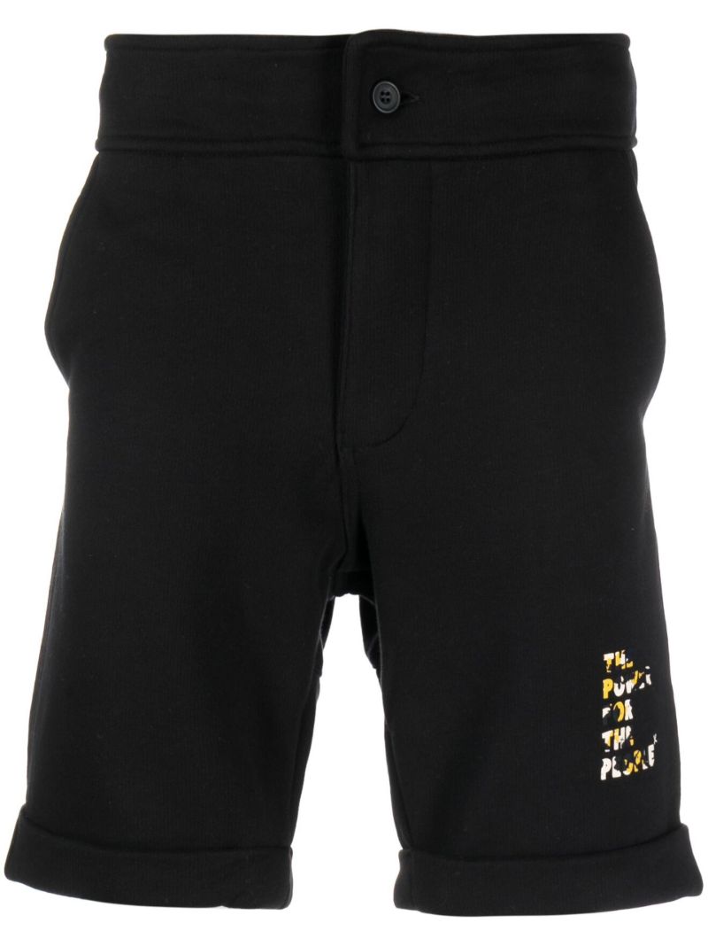 Black Tommie Logo Print Shorts