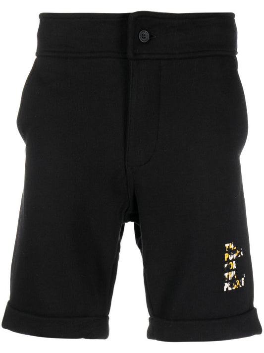 Black Tommie Logo Print Shorts