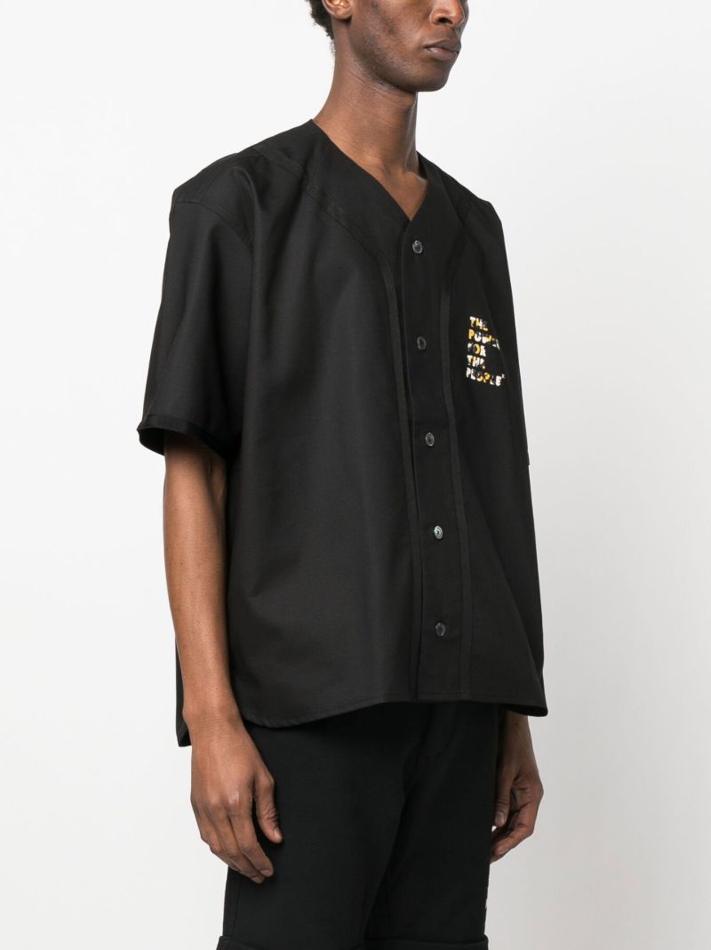 Black Little Baseball Logo Print Shirt