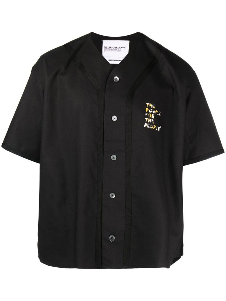 Black Little Baseball Logo Print Shirt