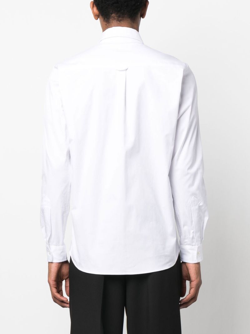 White Logo Patch Cotton Shirt