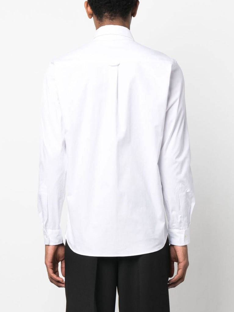 White Logo Patch Cotton Shirt