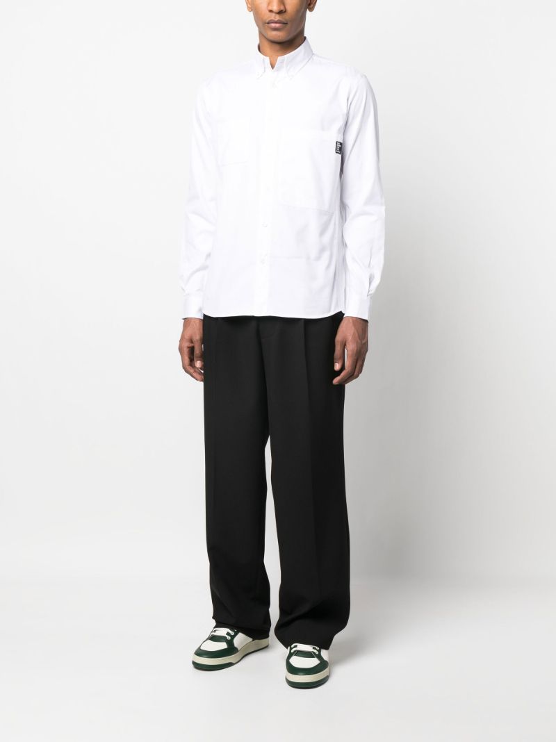White Logo Patch Cotton Shirt