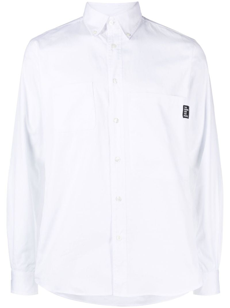 White Logo Patch Cotton Shirt