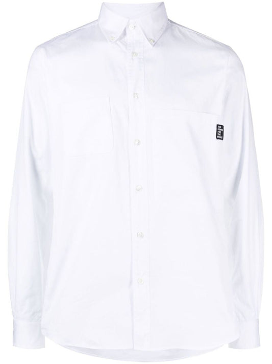 White Logo Patch Cotton Shirt