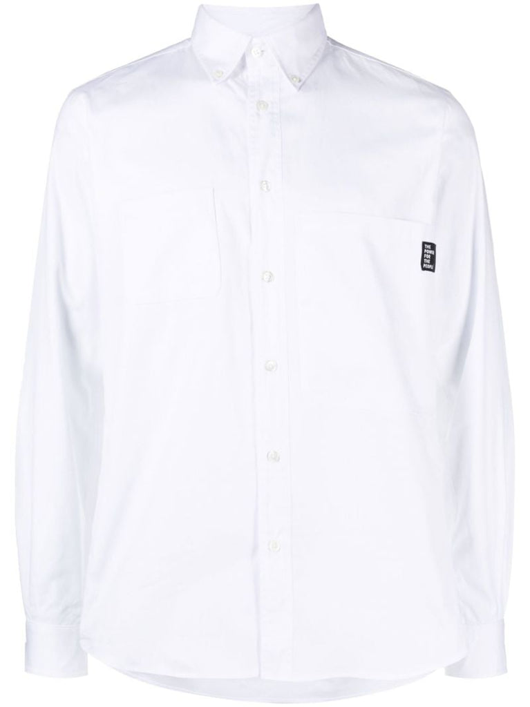 White Logo Patch Cotton Shirt