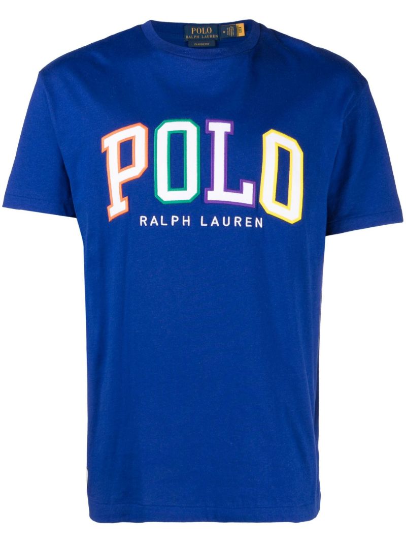 Blue Logo AppliquÃ_x0083_Â© Cotton T-shirt