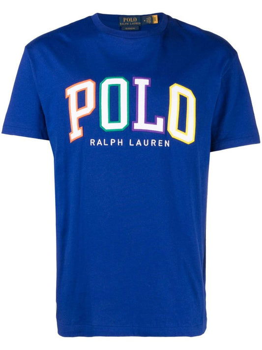 Blue Logo AppliquÃ_x0083_Â© Cotton T-shirt