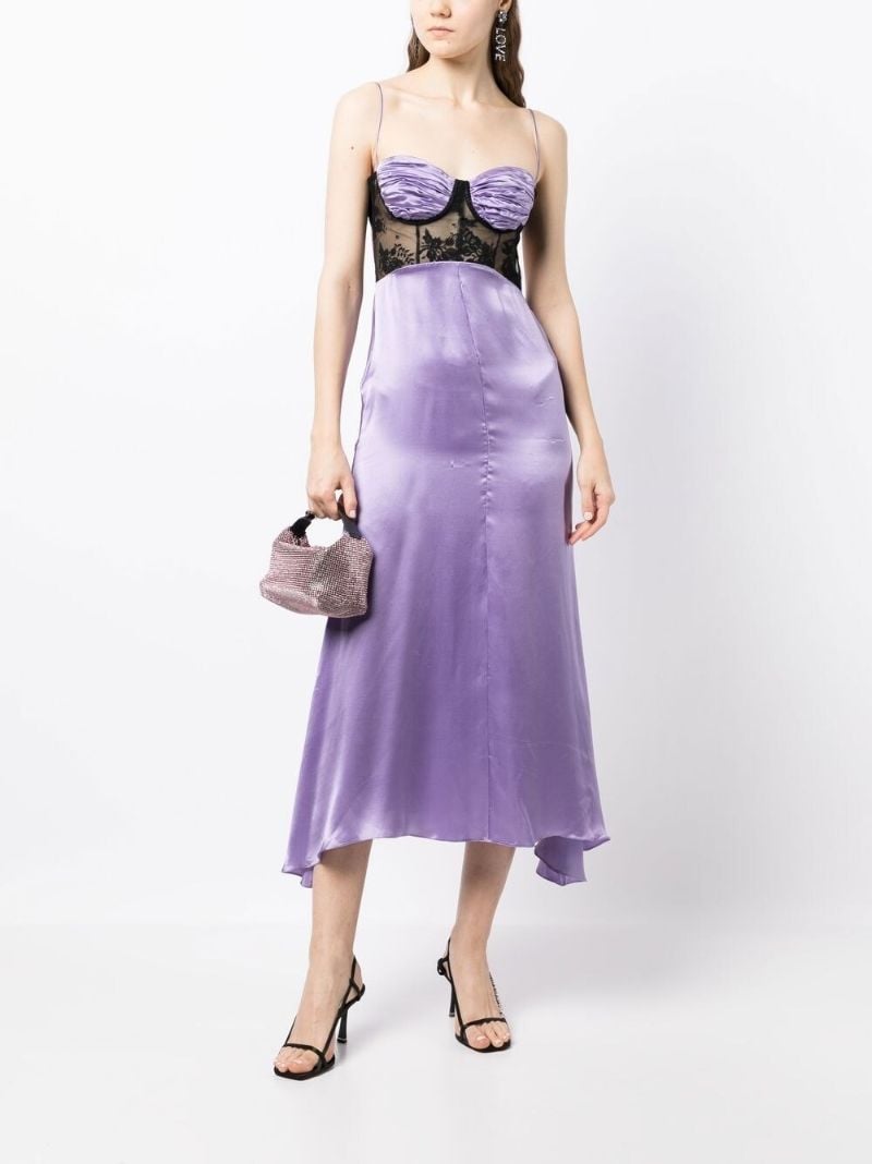 Purple Panelled Lace Slip Dress