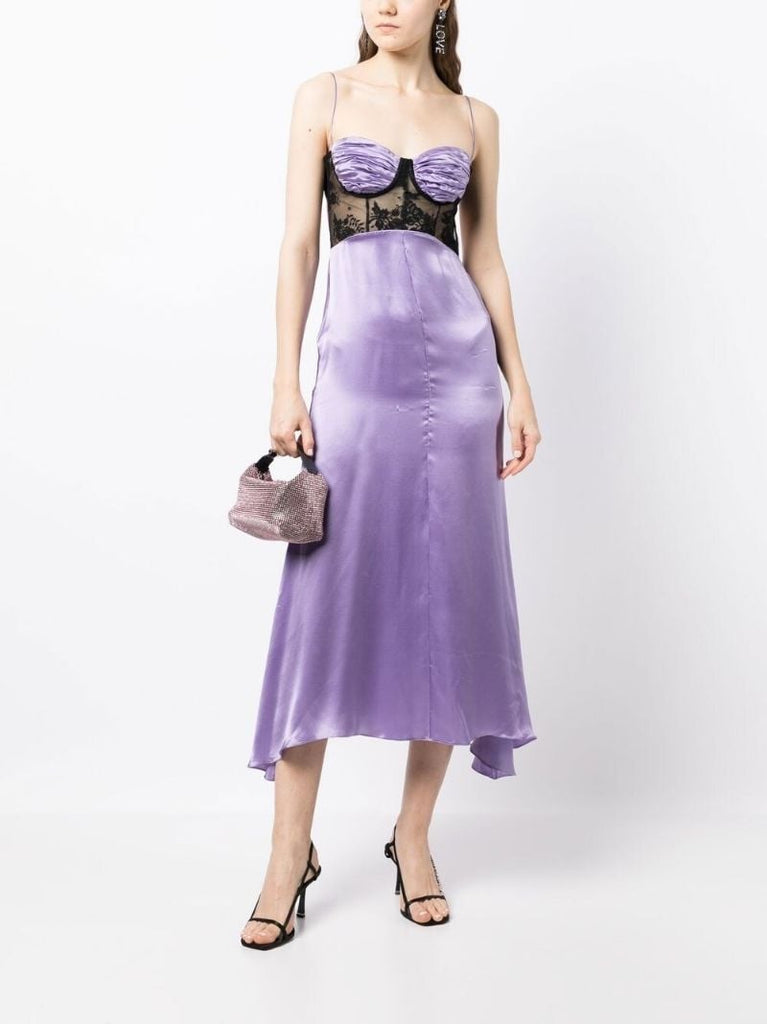Purple Panelled Lace Slip Dress